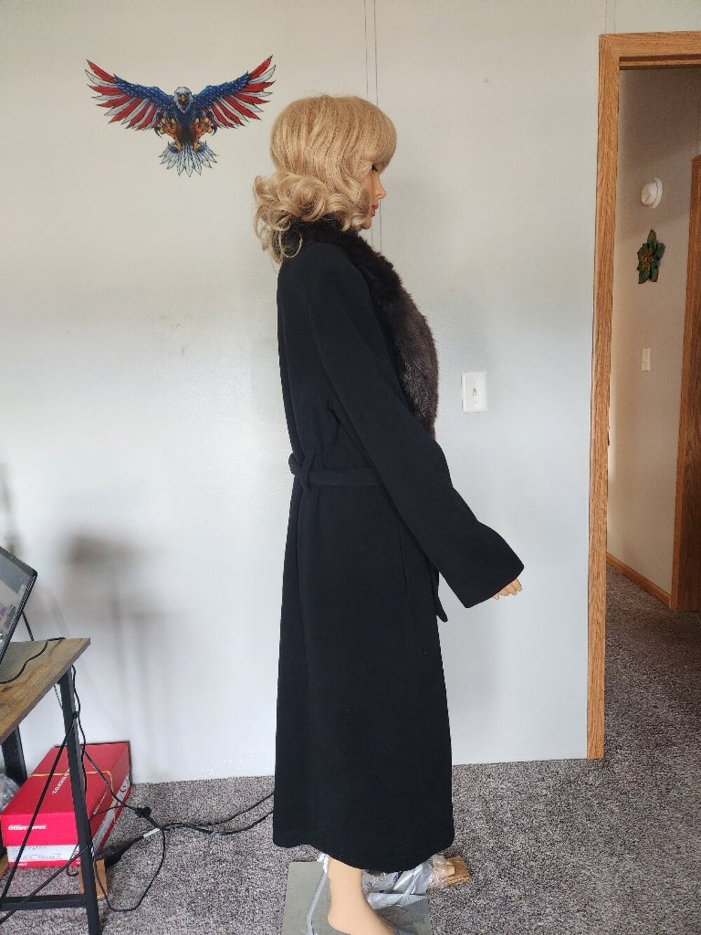 #786 Wool blend/faux fur coat